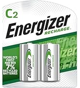 Energizer Rechargeable C Batteries, Recharge C Battery Precharged, 2 Count