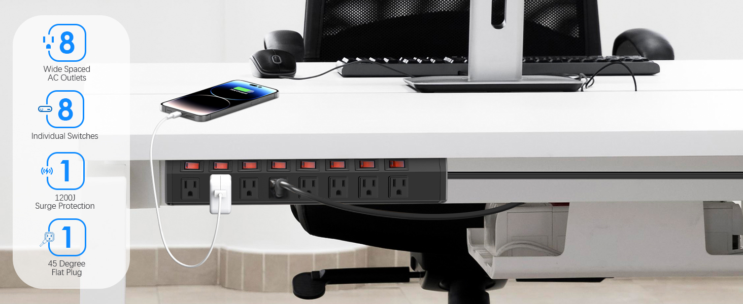 power strip with individual switch