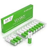 Voniko Rechargeable AA NiMH Enecycle Double A Batteries 12 Pack – Ultra Long Lasting, 2100mAh, Re...