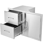 VEVOR Outdoor Kitchen Door Drawer Combo, 32.5" Wx21.7 Hx20.5 D, Access Door Double Drawers with P...