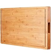 Extra Large Bamboo Cutting Boards for Kitchen, BEZIA 23" x 18" Thick Chopping Butcher Block w/Jui...