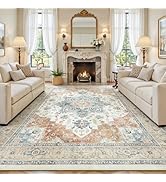 Vibrug Oriental 8x10 Rug for Living Room - Washable Distressed Boho Extra Large for Bedroom, Low-...