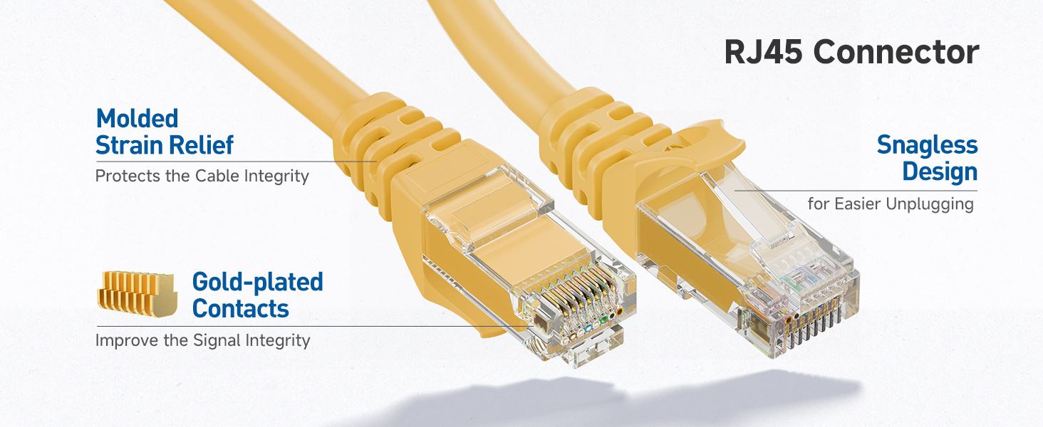 Durable Cat6 cable with gold-plated connectors for secure connections