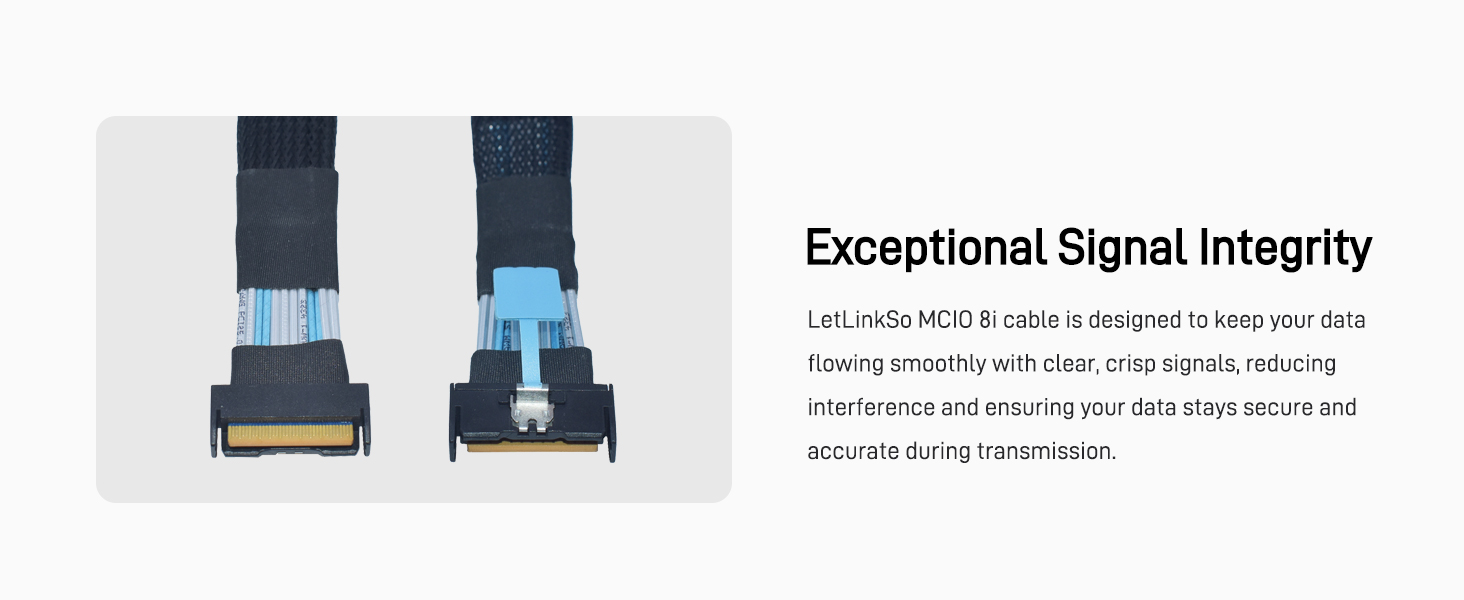 LetLinkSo Gen5 PCIe 5.0 MCIO 8i to MCIO x8 Extension Cable Straight Male SFF-TA-1016 74pin