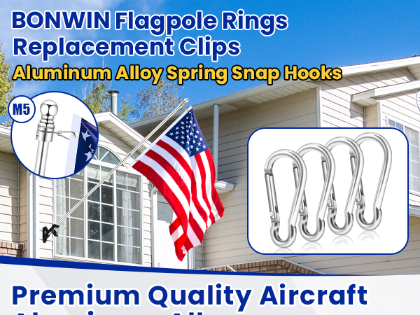 Flag Pole Ring Replacement Carabiner Clips | Aluminum Alloy Flag Pole Clip Spring Snap Hooks