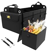 MIKKUPPA Car Trunk Organizer with Cooler Bag - 5 Compartments 1680D Oxford Car Organizer, Portabl...