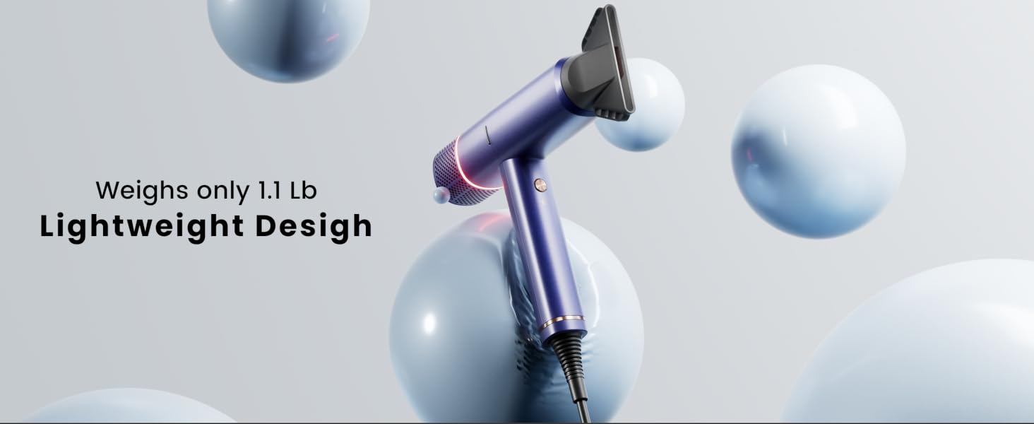 Text reads 'Lightweight Design'. Close-up product shots showing metallic or plastic components against a light blue background.