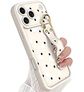 Jefonha Compatible with Phone 17 Pro Max Case with Finger Hand Strap for Girls Women, Cute Polka ...