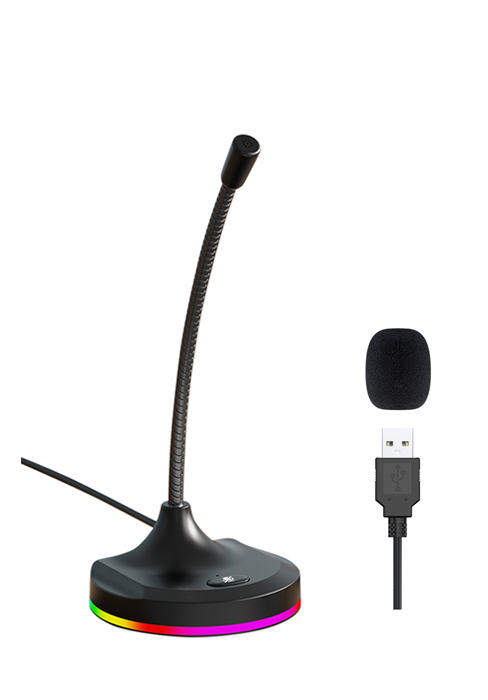 USB Microphone,Desktop Computer Mic with Mute Button and RGB Lighting