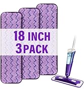 18 inch Mop Pads Refills, 3 Pack Microfiber Reusable Replacement Mop Pads Flat Replacements Heads...