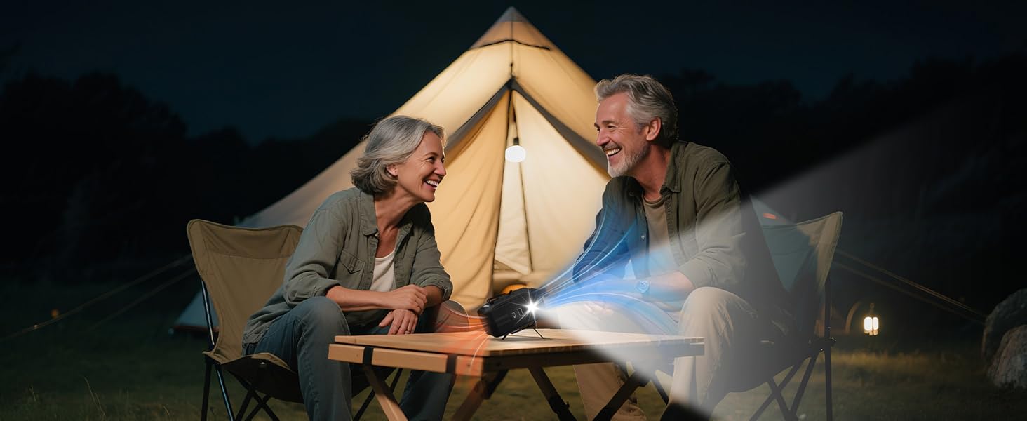portable fan features 3 lighting modes
