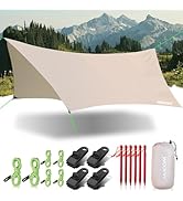 JAICOM Waterproof Hammock Rain Fly, Portable Camping Tarp - 12ft x 9.5ft Large Camp Tarp with Ten...