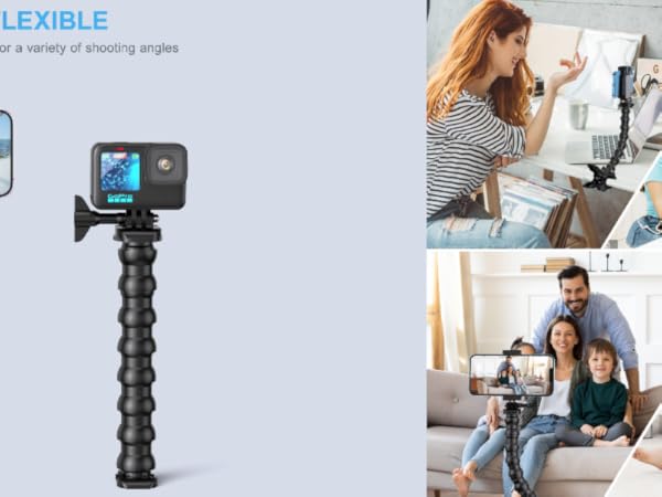 goosenecck mounting accessory for gopro go pro Hero 11 10 9 8 7 6 5 4 3 2 1 sessionn max silver