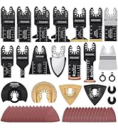 PECHAM 102 Pcs Oscillating Saw Blade with Sandpaper, Professional Universal Titanium Multitool Bl...