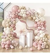 Amandir 173 Pcs Pearl White Pink Balloon Arch Garland Kit, Double Stuffed Dusty Pearl Pink White ...