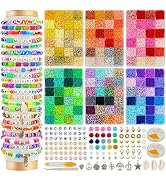 Gloween 16000 Clay Beads Bracelet Making Kit, 144 Colors Flat Beads for Friendship Jewelry Making...
