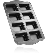 Kofebe Mini Loaf Pan, 8-Cavity Non-Stick Carbon Steel Brownie Pan, Mini Square Baking Pan for Bre...