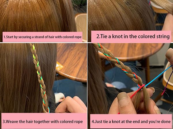 Hair Braids Assorted Mix Colorful Gradient Color Hair Wrap String Rope Strands