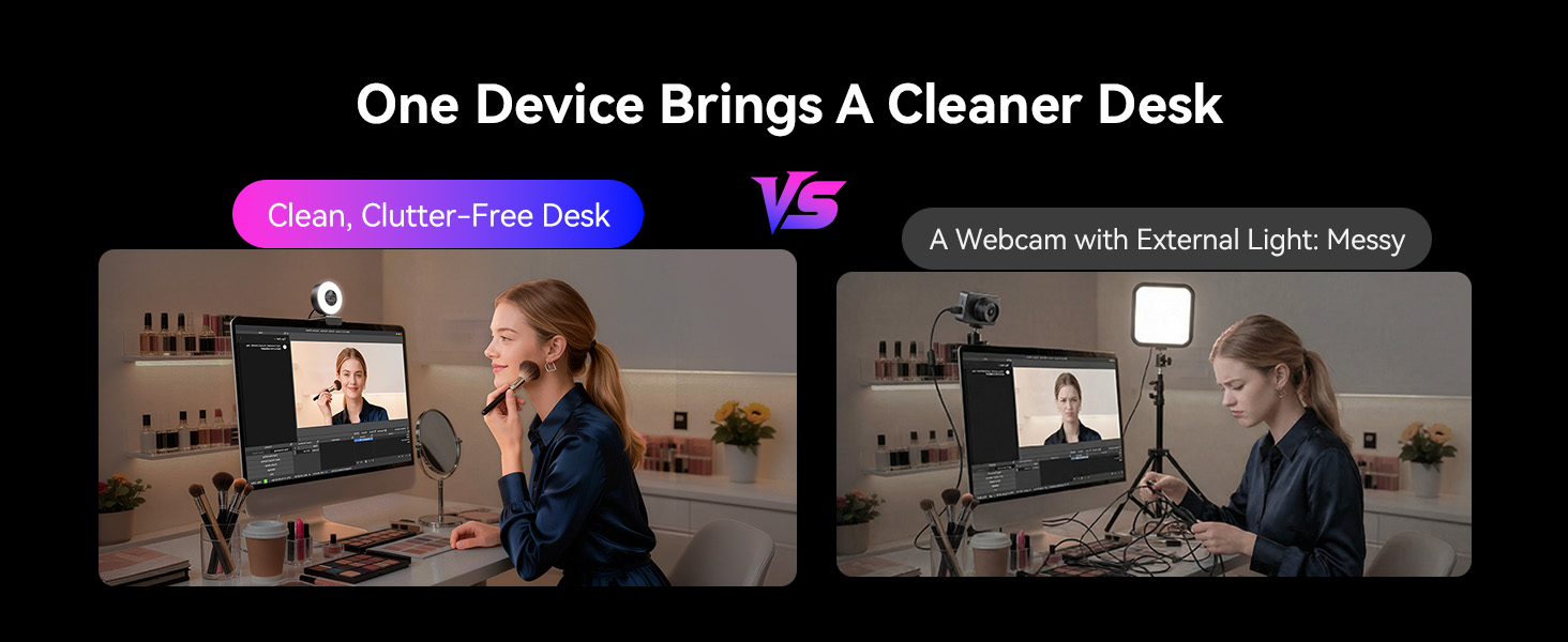 4K Webcam for streaming with ring light