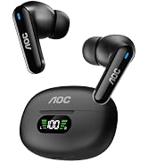 AOC Wireless Earbuds, Bluetooth Earbuds with Noise Cancelling | Pure Sound Bass 45hrs Playtime Bl...