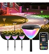 Linkind Smart Solar Pathway Lights SP6, in-App Pattern Switching Solar Lights Outdoor, USB&amp;Solar ...