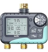 RAINPOINT 3 Zone Water Timer with Brass Inlet &amp; Outlet, 3 Custom Watering Plans Sprinkler Timer, ...
