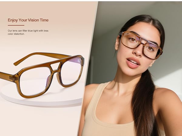 brown stylish anti glare blue light blocking glasses computer glasses anti eyestrain headache