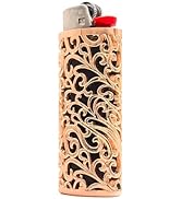 Lucklybestseller Thick Lighter Case Cover Holder Sleeve Pouches Metal Hollow Flower Design for BI...