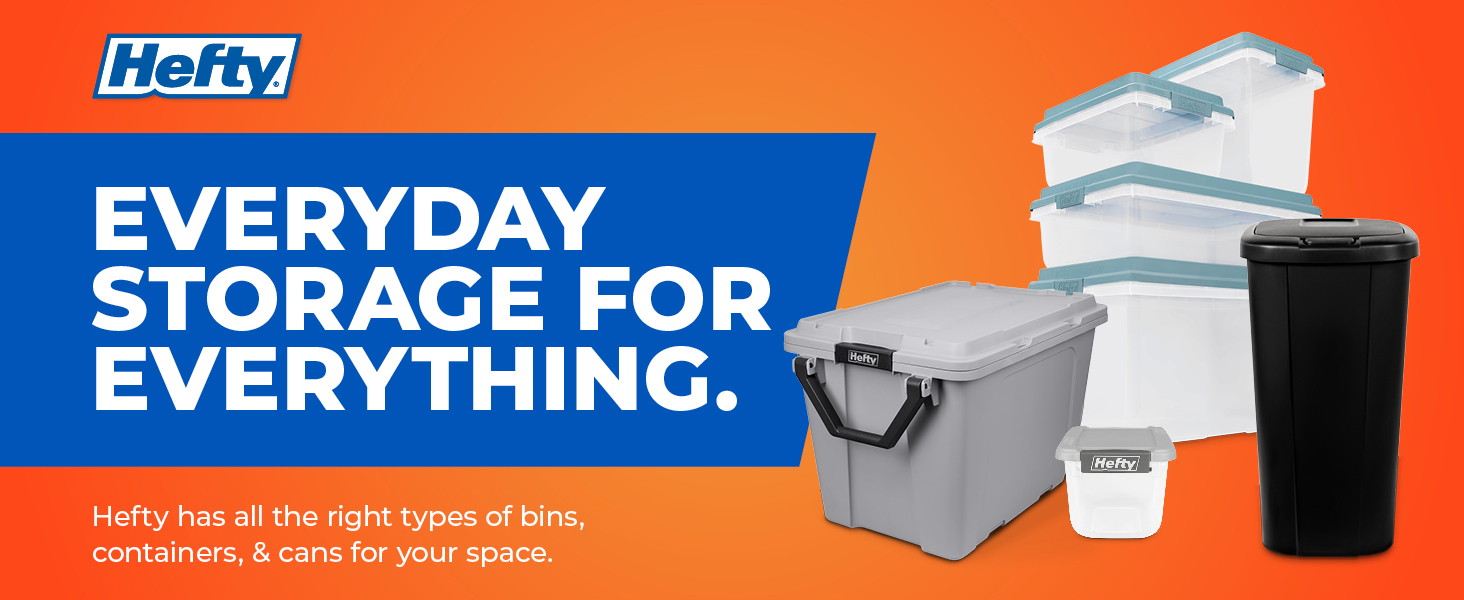 Hefty storage bins, containers, and trash cans for everyday organization