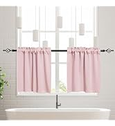 meioro Window Curtain 30 inches Length Kitchen Window Tier, Small Window Treatments 2 Panels Set ...