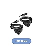 DEWENWILS 10 FT Outdoor Tri-Tap Extension Cord Splitter, Halloween Weatherproof 16/3 SJTW Power C...