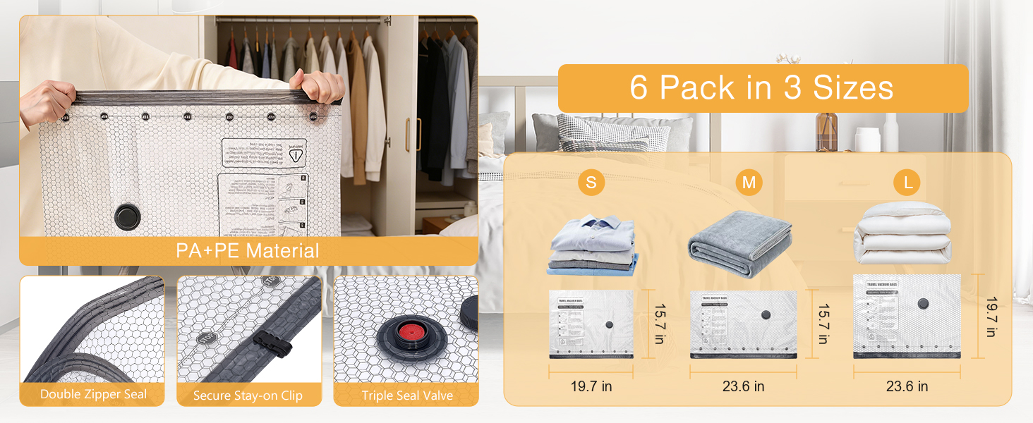 Vacuum Storage Bags with Electric Pump, Vacuum Seal Bags for Clothing Travel