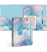 Lateefah 3 Ring Binder, 1 Inch Round Ring Binder with 5 Tab Dividers, Cute Clipboard Binders with...