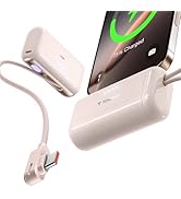 TORRAS 2-in-1 iPhone 16 Portable Charger, 5,000mAh 22.5W Mini Power Bank with Built-in USB-C Cabl...