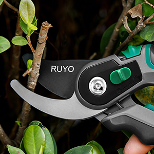 2-Stage Adjustable Garden Clippers with SK5 Steel Blade &amp;amp; Non-Stick Coating
