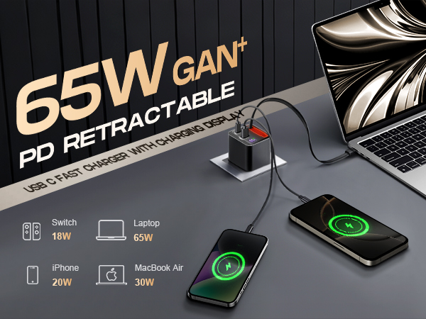 Retractable wall charger