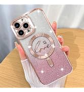 ZIYE Magnetic Case Designed for iPhone 13 Pro Max Glitter Case Luxury Plating Love Heart Compatib...