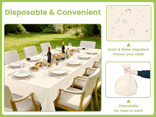 Cream plastic tablecloth