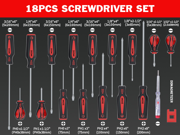 XOOL 18 PCS Magnetic Screwdriver Set with Case