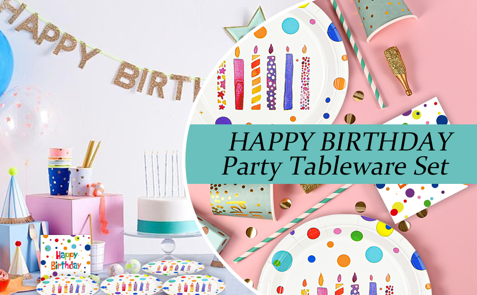 Birthday paper plates and napkins