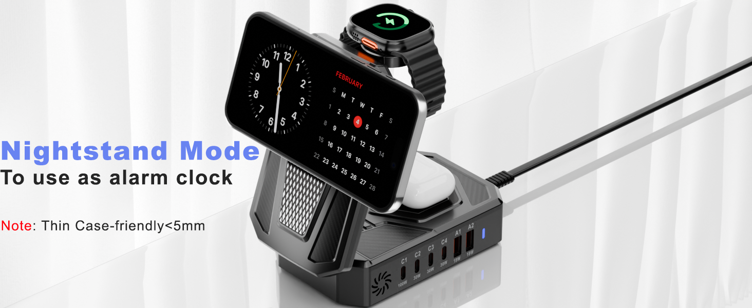 250W 9 in 1 Wireless Charging Station, Foldable Design, Easy to Carry