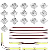 JACKYLED 8mm 2Pin FCOB COB LED Light Strip Connectors Kit, 16pcs Transparent Connectors &amp; 5pcs 15...