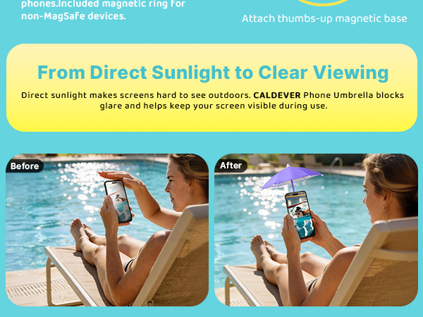 Magnetic Thumb Up Base Phone Umbrella for Sun iphone Gift for Women Men Girls Teen Adults Boy