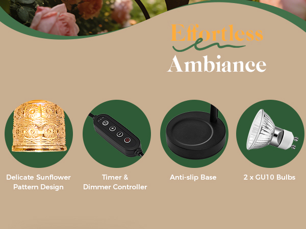 candle warmer lamp timer dimmable birthday gift women black adjustable