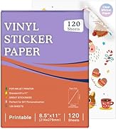 120 Sheets Printable Clear Sticker Paper for Inkjet Printer, Premium Vinyl Transparent Sticker Pa...