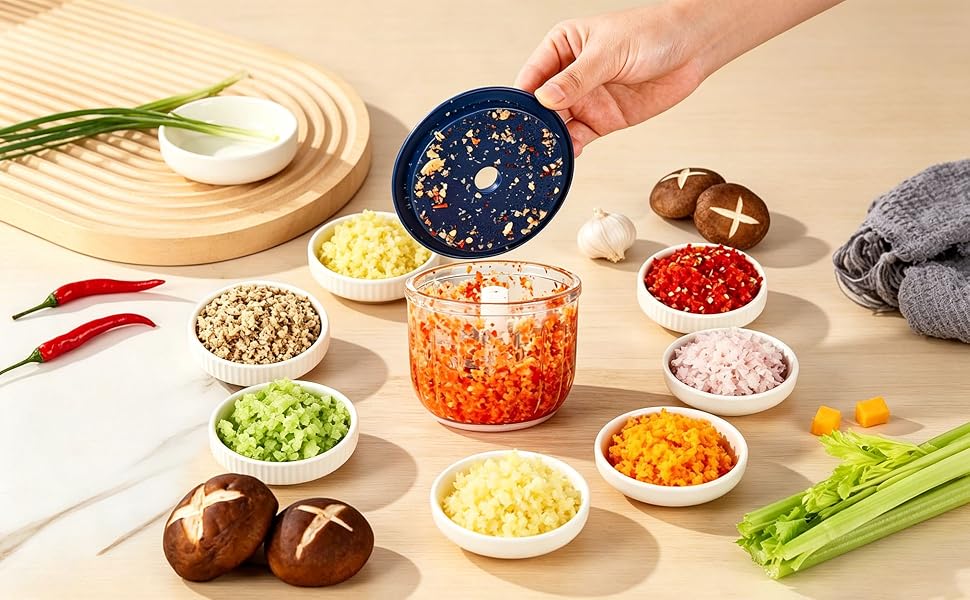 Electric Garlic Chopper, Mini Glass Bowl Portable Veggie Chopper