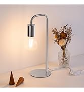 Iporovon Industrial Table Lamp for Bedroom, Small Side Table Lamp for Nightstand with Wire Switch...