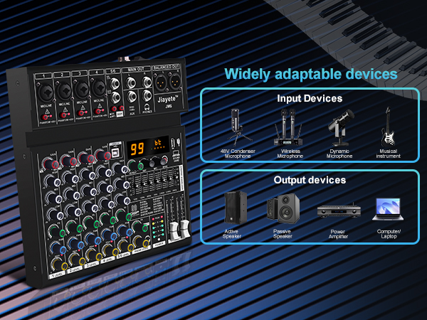 6 channels audio mixer