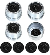 Shliyitx 4pcs 1.98" Trailer Axle Dust Cap Cup Grease Cover Hub with Extra 4 Rubber Plugs, Trailer...