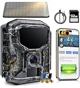Fargarloo Trail Camera Solar Powered - 4K 60MP WiFi Game Camera, 0.1s Trigger, 65FT Detection, 78...